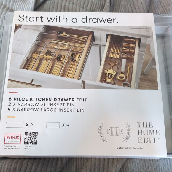 The Home Edit Other - The Home Edit 6 Piece Kitchen Drawer Edit, Clear Plastic Storage System